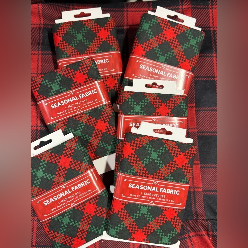 6 yards Seasonal Fabric Red and Green Plaid Christmas NEW